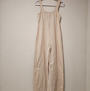 Asos Beige Wide-Leg Jumpsuit with Tank Straps, Size 0